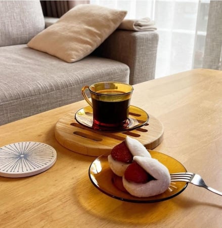 طقم شاي فرنسي عسلي 12 قطعة ل 6 أشخاص