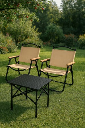 طقم الرحلات قابل للطي كرسيين وطاولة