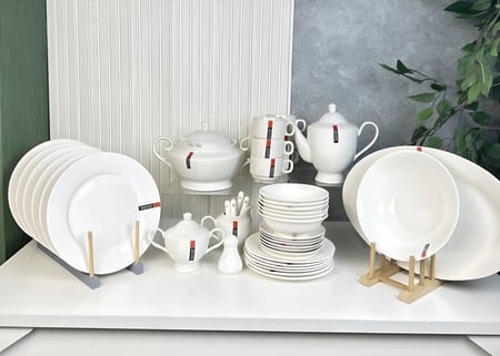 طقم الصحون البورسلان الفاخر 47 قطعة - الرفاهية في كل وجبة