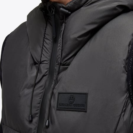 Geo Cut Nylon Hooded Puffer Vest