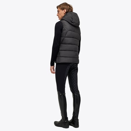 Geo Cut Nylon Hooded Puffer Vest