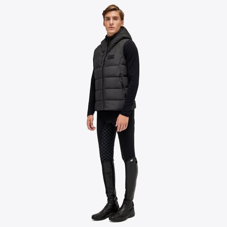 Geo Cut Nylon Hooded Puffer Vest