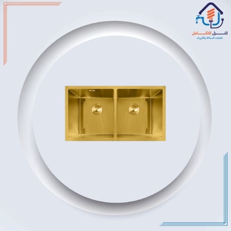 مجلى حوضين ستانلس استيل 45*80 اسود - تسقيط علي الرخام
