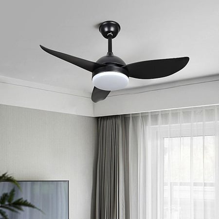 مروحة سقف مودرن مع غطاء اسود لون الانارة 3اضاءات