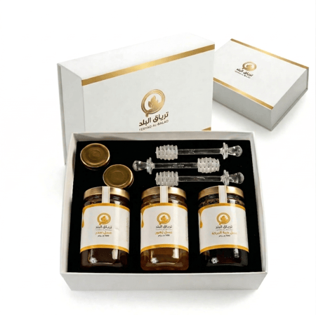 باقة الذهبية العلاجية (عسل السدر الجبلي  – عسل الزهور –عسل حبة البركة))