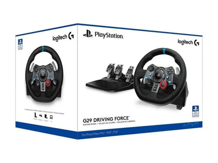 Logitech G29 Driving Force – عجلة قيادة سباق احترافية مع دواسات أرضية، نظام رد فعل القوة بمحرك مزدوج وجلد مخيط يدوياً (نسخة PlayStation)