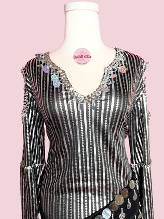 بدلة رقص الملكة سمية الخشاب (فضي) (حزام مجاناً)