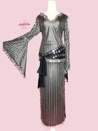 بدلة رقص الملكة سمية الخشاب (فضي) (حزام مجاناً)