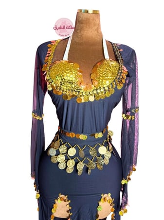 بدلة رقص الملكة بنت الأكابر (3 قطع) (أسود)