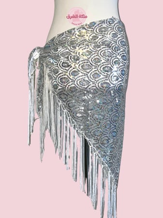 حزام رقص طاووس المميز (ابيض لامع) (حياكة يدوية أصيلة)