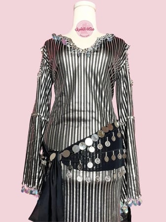 بدلة رقص الملكة سمية الخشاب (فضي) (حزام مجاناً)