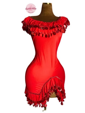 بدلة رقص ملكة الاسكندرية (أحمر تطريز أحمر)