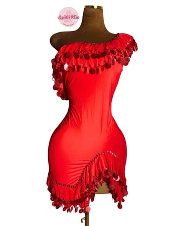بدلة رقص ملكة الاسكندرية (أحمر تطريز أحمر)