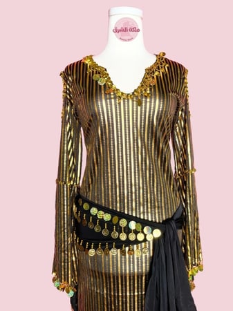 بدلة رقص الملكة سمية الخشاب (ذهبي) (حزام مجاناً)