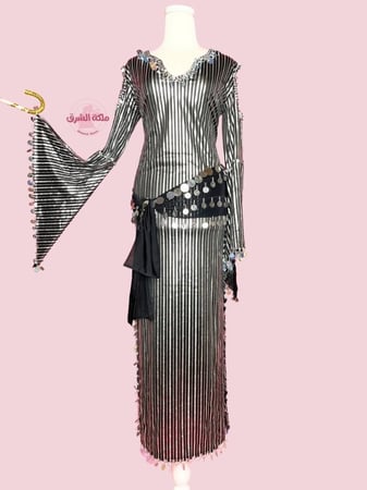 بدلة رقص الملكة سمية الخشاب (فضي) (حزام مجاناً)