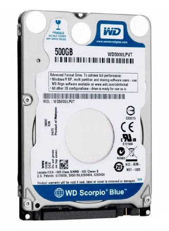 ويسترن ديجيتال (WD) 2.5" سكوربيو بلو 500 جيجابايت – قرص صلب عالي الأداء للابتوب والكمبيوتر