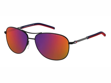 نظارة شمسية تومي هيلفيغر رجالية بإطار أسود THF 2023S 003MI عاكسة