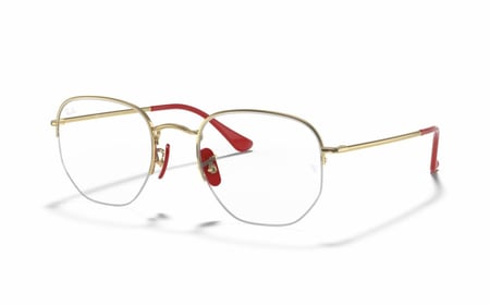 نظارة طبية راي بان فيراري رجالي RX 6448-M F029 بإطار ذهبي مع أحمر
