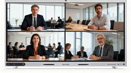 شاشة سبارك التفاعلية، شاشة لمس 86 بوصة، بدقة 4K UHD، ذاكرة رام 32 جيجابايت، سعة تخزين 256 جيجابايت .فيديو كونفرنس 48 ميجا بيكسل و 8 مايكروفونات، SPARQ SMART Interactive Screens