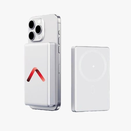 باور بانك سمارت 10,000 مللي أمبير تايب سي مع شاحن لاسلكي مغناطيسي (لون أبيض) SMART Power Bank MagSafe