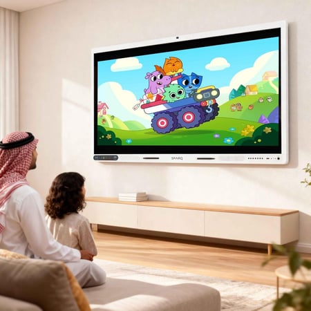 شاشة سبارك التفاعلية، شاشة لمس 110 بوصة، بدقة 4K UHD، ذاكرة رام 32 جيجابايت، سعة تخزين 256 جيجابايت .فيديو كونفرنس 48 ميجا بيكسل و 8 مايكروفونات، SPARQ SMART Interactive Screens