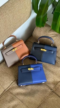 سمول هاندباق مقاس 22 لونين khaki & brown