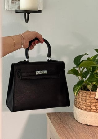 لارج هاندباق مقاس 25 Silver black