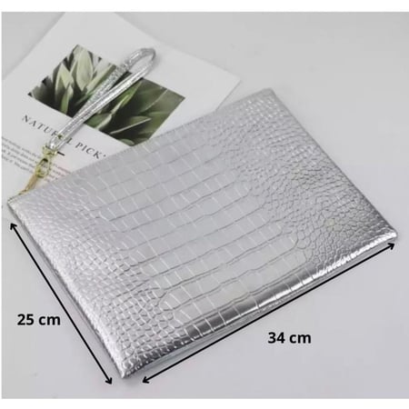 باوتش جلد تمساح فضي | حجم كبير