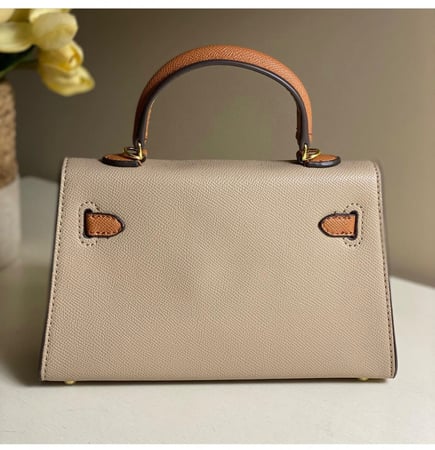 سمول هاندباق مقاس 22 | khaki & brown gold hardware