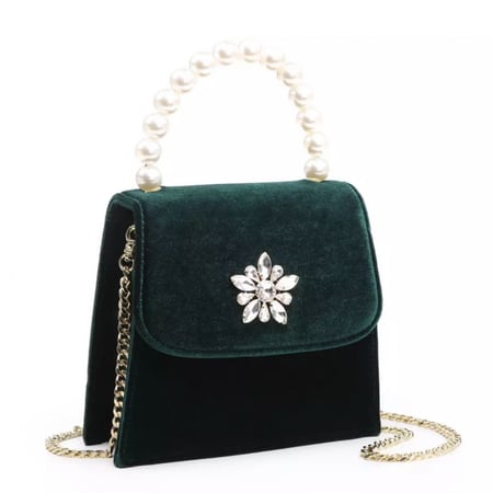 حقيبة بقماش القطيفة | dark green