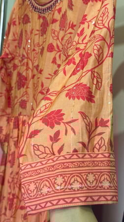 فستان قطن هندي برتقالي بزخرفة ا