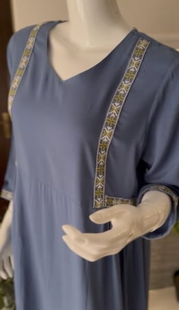 فستان قطن ازرق مزخرف