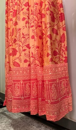 فستان قطن هندي برتقالي بزخرفة ا