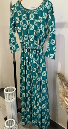 فستان قطن هندي أخضر