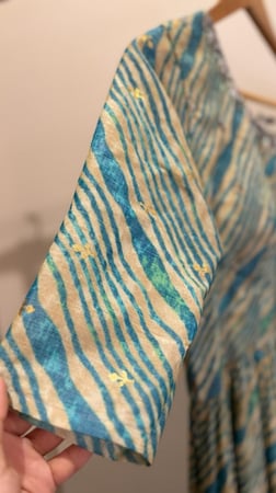 فستان قطن هندي بيج مخطط بالأزرق والأخضر