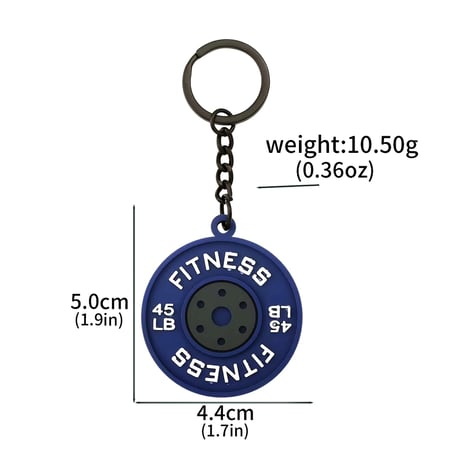 ميدالية مفاتيح مميزة بشكل معدات الجيم 3D