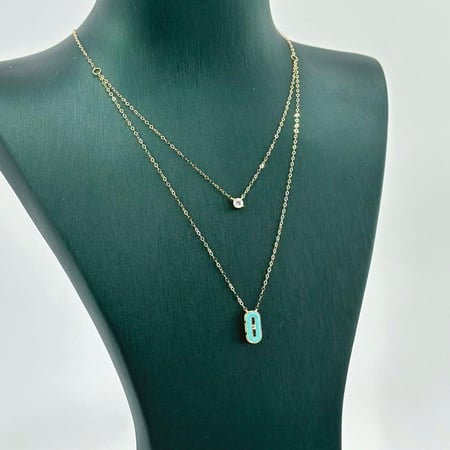 عقد ذهب اصفر تصميم الماس عيار 18 من مجوهرات الشلوي