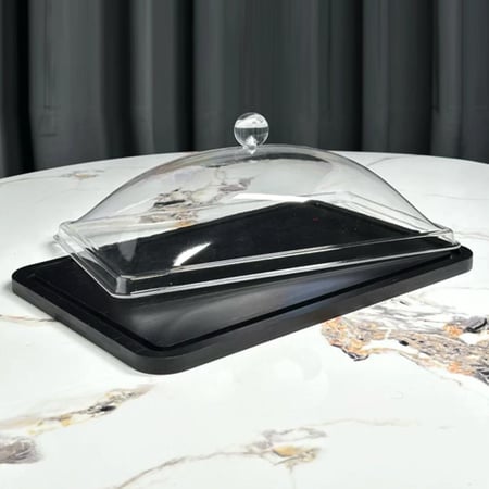 صحن كيك خشب اسود 5950بغطاء اكريلك 33*22 سم