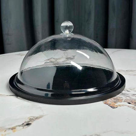 صحن كيك خشب اسود 5949بغطاء اكريلك 28*14سم