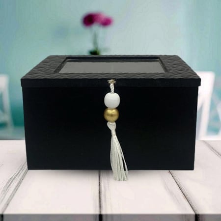 صندوق اكسسورات خشب صغير لون اسود 8357