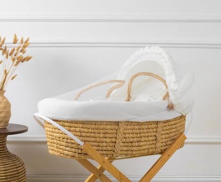 سلة موسى قش بقماش مقلم اوف وايت