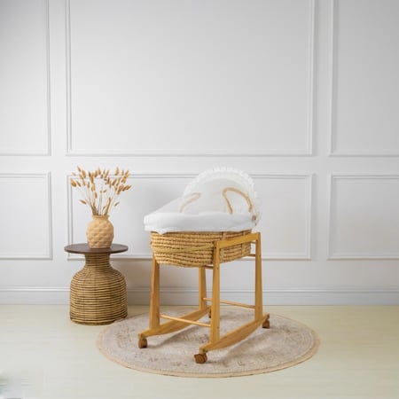 سلة موسى قش بقماش مقلم اوف وايت