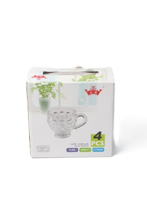 طقم 4 كاسات زجاج شفافة – تصميم أنيق للاستخدام اليومي