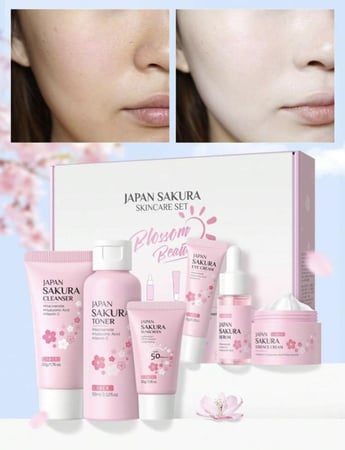 بوكس إشراقة البشرة من زهرة الساكورا ., مواد طبيعيه 100% وأحذروا التقليد  ،، بوكس من 6  قطع . قابل للاسترجاع وتوصيل سريع