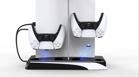 بكج قاعدة بلاستيشن 5 لسي دي وديجيتال + يد تحكم ازرق بحري