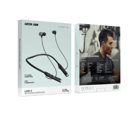 سماعة أذن Green Lion X ذات رقبة - أسود سماعة أذن Green Lion Lion X ذات رقبة مزودة