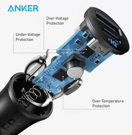 شاحن سيارة انكر 30 واط منفذ USB ومنفذ تايب سي IQ