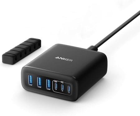 منصة شاحن USB-C بـ6 منافذ مع مخرج 112 واط