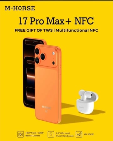 جوال  256 M-Horse 17 promax  +( سماعة ايربودز  + ساعة الترا الرياضية )
