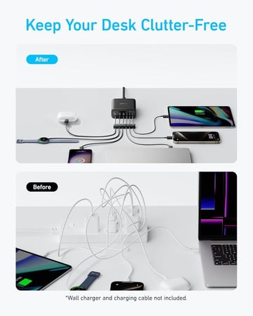 منصة شاحن USB-C بـ6 منافذ مع مخرج 112 واط